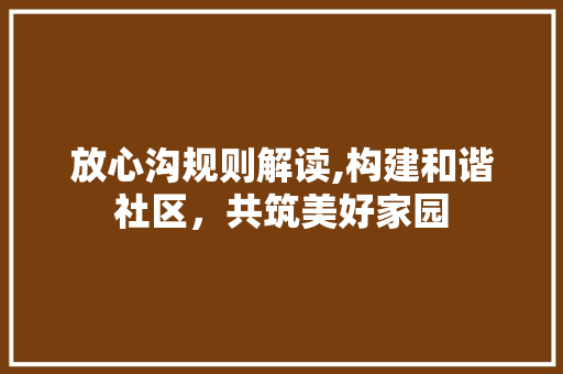 放心沟规则解读,构建和谐社区，共筑美好家园