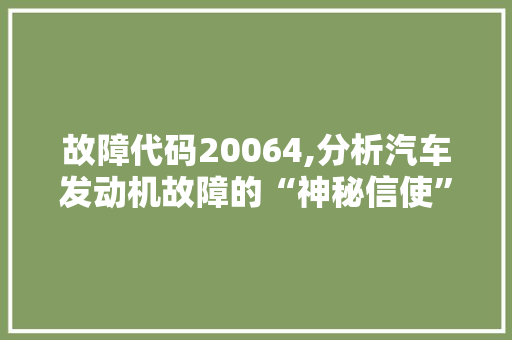 故障代码20064,分析汽车发动机故障的“神秘信使”