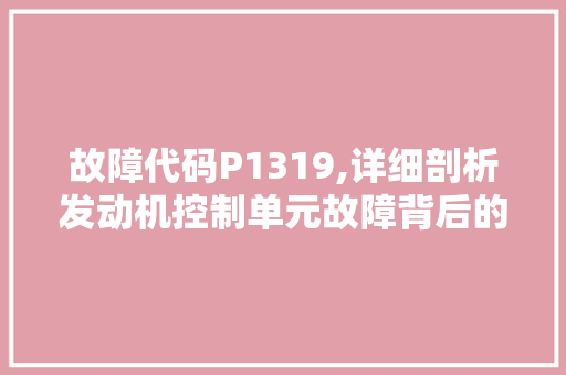 故障代码P1319,详细剖析发动机控制单元故障背后的秘密