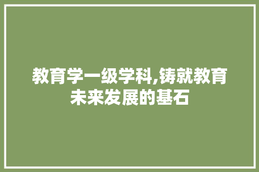 教育学一级学科,铸就教育未来发展的基石