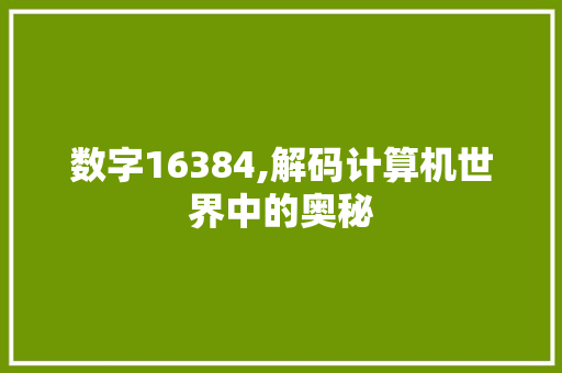 数字16384,解码计算机世界中的奥秘