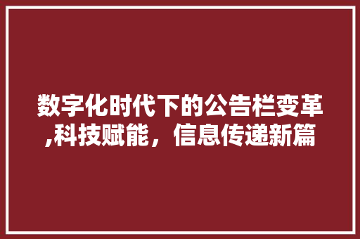 数字化时代下的公告栏变革,科技赋能，信息传递新篇章