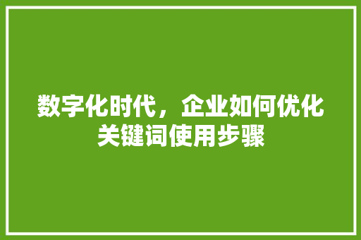 数字化时代，企业如何优化关键词使用步骤