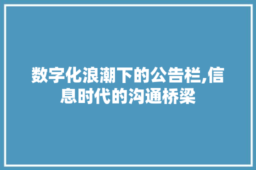 数字化浪潮下的公告栏,信息时代的沟通桥梁