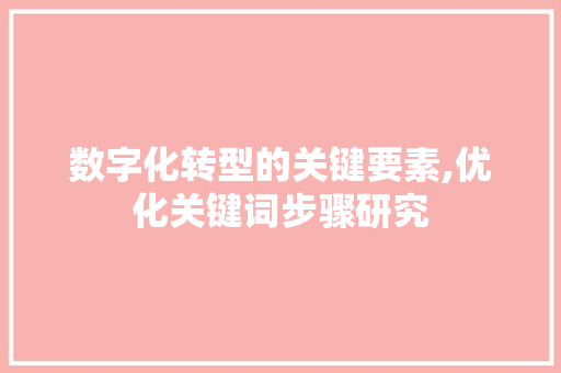 数字化转型的关键要素,优化关键词步骤研究