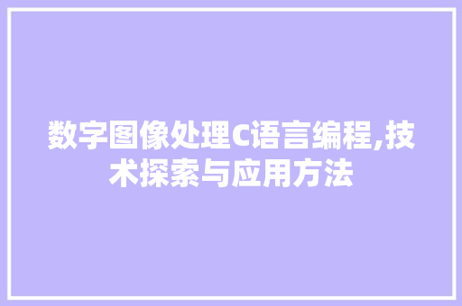 数字图像处理C语言编程,技术探索与应用方法