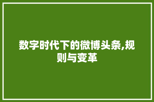 数字时代下的微博头条,规则与变革