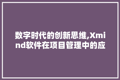 数字时代的创新思维,Xmind软件在项目管理中的应用与方法