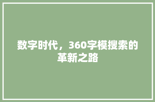 数字时代，360字模搜索的革新之路