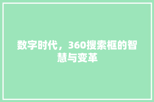 数字时代，360搜索框的智慧与变革