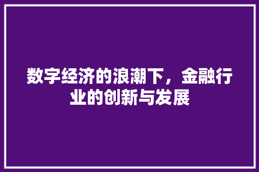 数字经济的浪潮下，金融行业的创新与发展