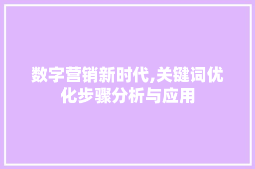 数字营销新时代,关键词优化步骤分析与应用