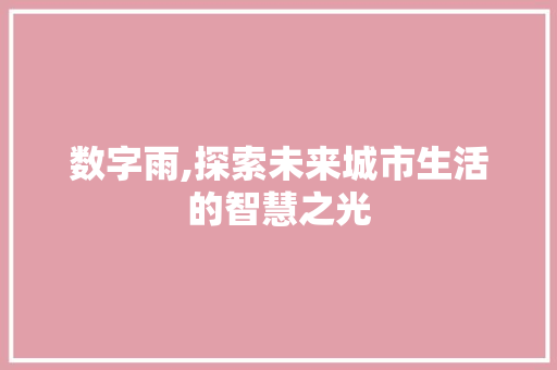 数字雨,探索未来城市生活的智慧之光