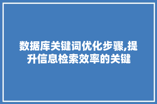 数据库关键词优化步骤,提升信息检索效率的关键