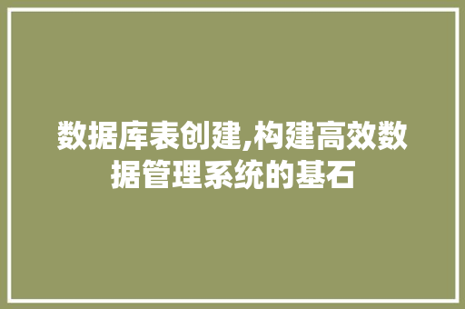 数据库表创建,构建高效数据管理系统的基石