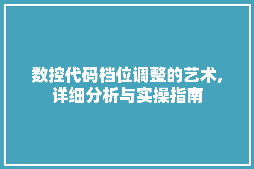 数控代码档位调整的艺术,详细分析与实操指南