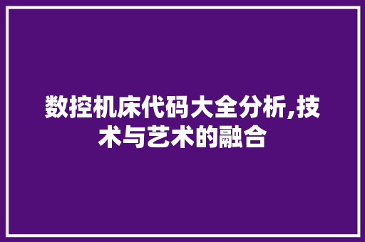 数控机床代码大全分析,技术与艺术的融合