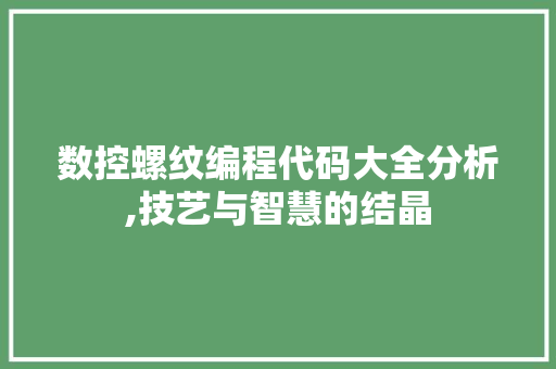 数控螺纹编程代码大全分析,技艺与智慧的结晶