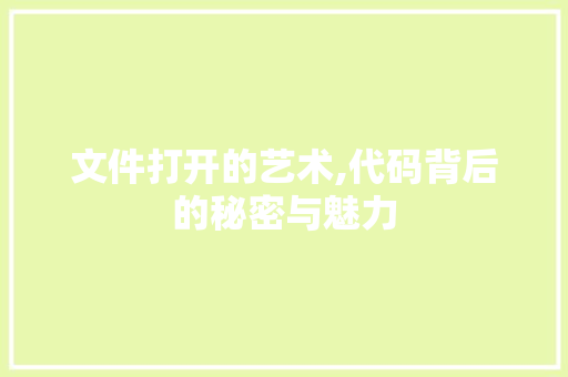 文件打开的艺术,代码背后的秘密与魅力