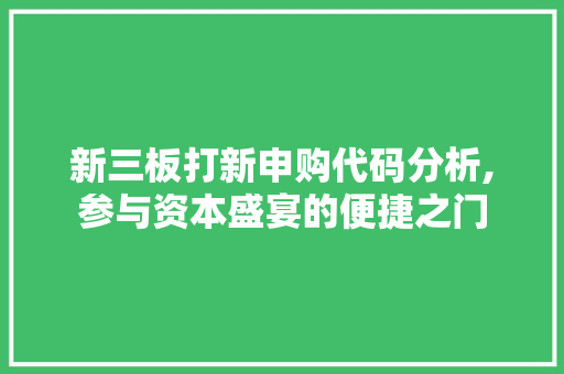 新三板打新申购代码分析,参与资本盛宴的便捷之门