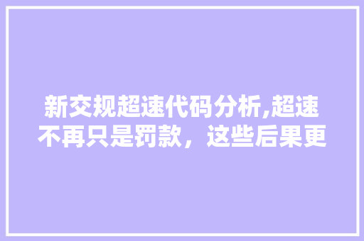 新交规超速代码分析,超速不再只是罚款，这些后果更可怕！