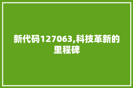 新代码127063,科技革新的里程碑