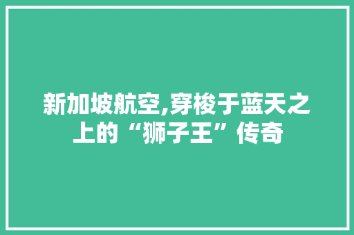 新加坡航空,穿梭于蓝天之上的“狮子王”传奇