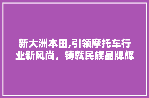 新大洲本田,引领摩托车行业新风尚，铸就民族品牌辉煌