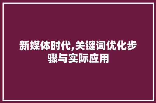 新媒体时代,关键词优化步骤与实际应用