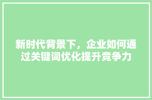 新时代背景下，企业如何通过关键词优化提升竞争力