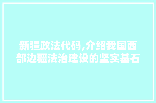 新疆政法代码,介绍我国西部边疆法治建设的坚实基石