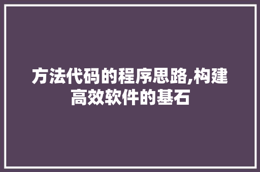 方法代码的程序思路,构建高效软件的基石