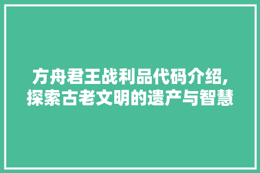 方舟君王战利品代码介绍,探索古老文明的遗产与智慧