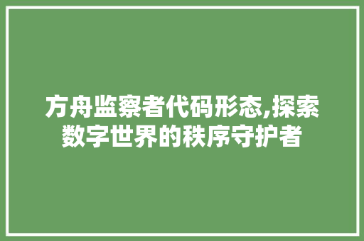 方舟监察者代码形态,探索数字世界的秩序守护者