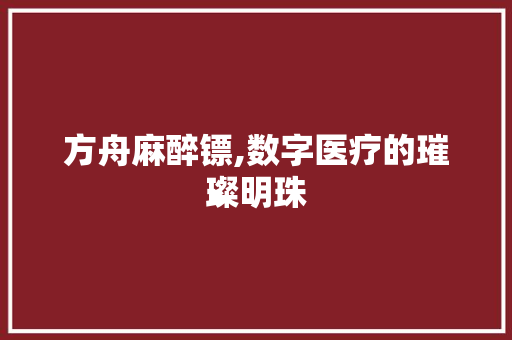 方舟麻醉镖,数字医疗的璀璨明珠