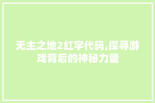 无主之地2红字代码,探寻游戏背后的神秘力量