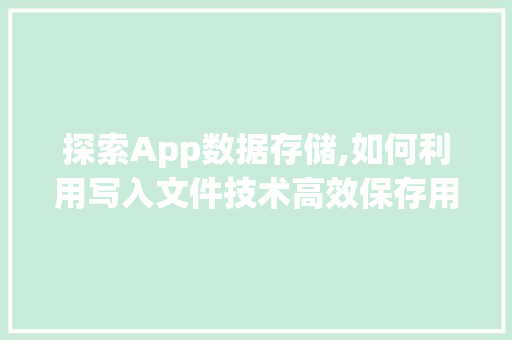 探索App数据存储,如何利用写入文件技术高效保存用户数据