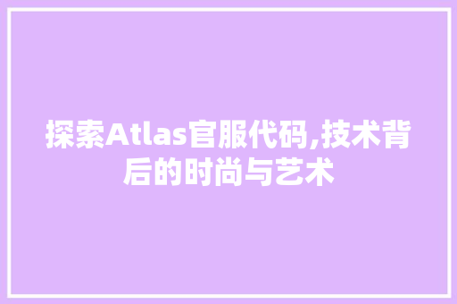 探索Atlas官服代码,技术背后的时尚与艺术 Webpack