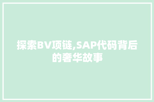 探索BV项链,SAP代码背后的奢华故事