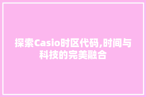 探索Casio时区代码,时间与科技的完美融合 Webpack