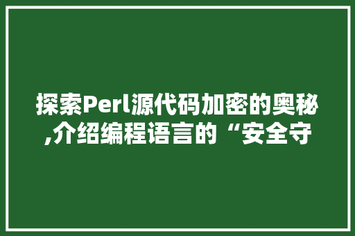 探索Perl源代码加密的奥秘,介绍编程语言的“安全守护者”