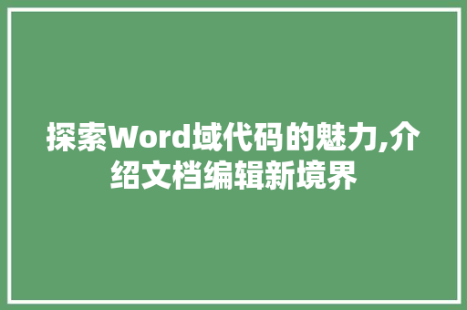 探索Word域代码的魅力,介绍文档编辑新境界