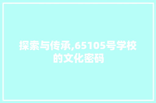 探索与传承,65105号学校的文化密码