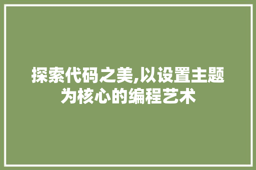 探索代码之美,以设置主题为核心的编程艺术