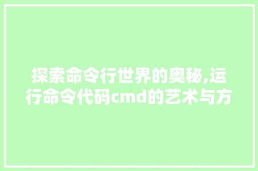 探索命令行世界的奥秘,运行命令代码cmd的艺术与方法