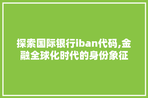 探索国际银行iban代码,金融全球化时代的身份象征