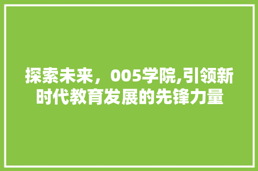 探索未来，005学院,引领新时代教育发展的先锋力量