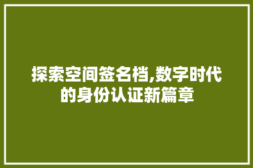 探索空间签名档,数字时代的身份认证新篇章