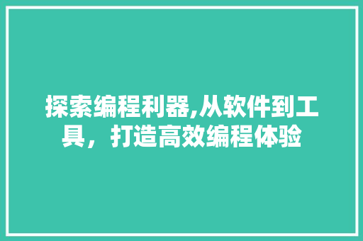 探索编程利器,从软件到工具，打造高效编程体验