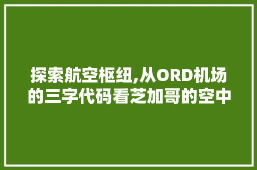 探索航空枢纽,从ORD机场的三字代码看芝加哥的空中门户